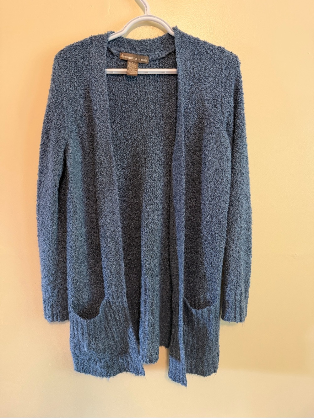 Alexandra + Oak Slate Blue Open-Front Pocket Cardigan